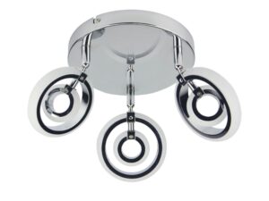 Miniaturka 2 - Plafon Loritela chromowany z trzema obrotowymi punktami LED na białym tle