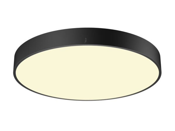 Czarny okrągły plafon Medo 60 LED IP50 na białym tle