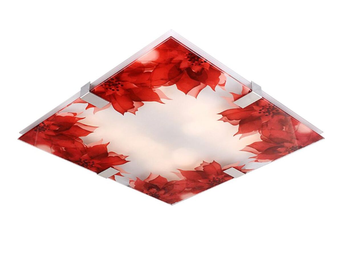 Plafon LED Melisela 40 cm z czerwonymi kwiatami