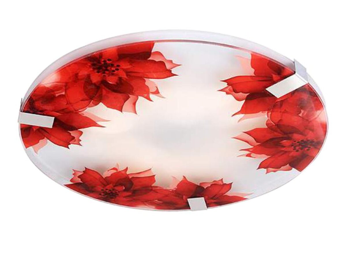 Plafon LED Melisela okrągły 40 cm czerwone kwiaty