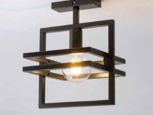 Miniaturka 3 - Plafon Merci 1 czarny z zapaloną żarówką na jasnym tle