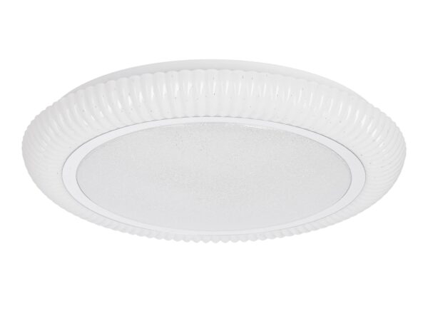 Plafon LED Mironela z białą osłoną i chromowymi detalami