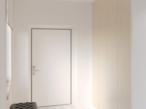 Miniaturka 1 - Plafon Nevosa z białym kloszem w geometryczne okręgi na suficie przedpokoju