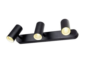 Miniaturka 4 - Czarny plafon Noblo LED 19 W 3000 K z trzema reflektorami od dołu