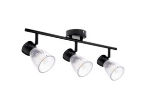 Miniaturka 5 - Czarny plafon Noridora 50 cm z trzema kloszami na prostej listwie
