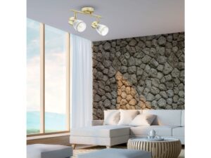 Miniaturka 3 - Złota lampa sufitowa Noridora 2 × E14 w jasnym salonie