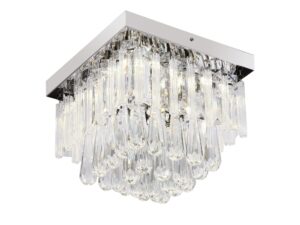 Miniaturka 2 - Chromowany plafon Novirena LED z kaskadą przezroczystych akrylowych zawieszek
