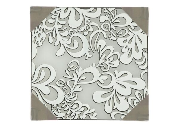 Plafon Novitio 40 × 40 cm ze szklanym kloszem i metalowymi narożnikami na białym tle