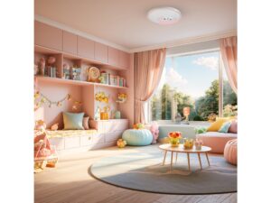 Miniaturka 3 - Plafon Olovela w różowym pokoju dziecięcym z dużym oknem
