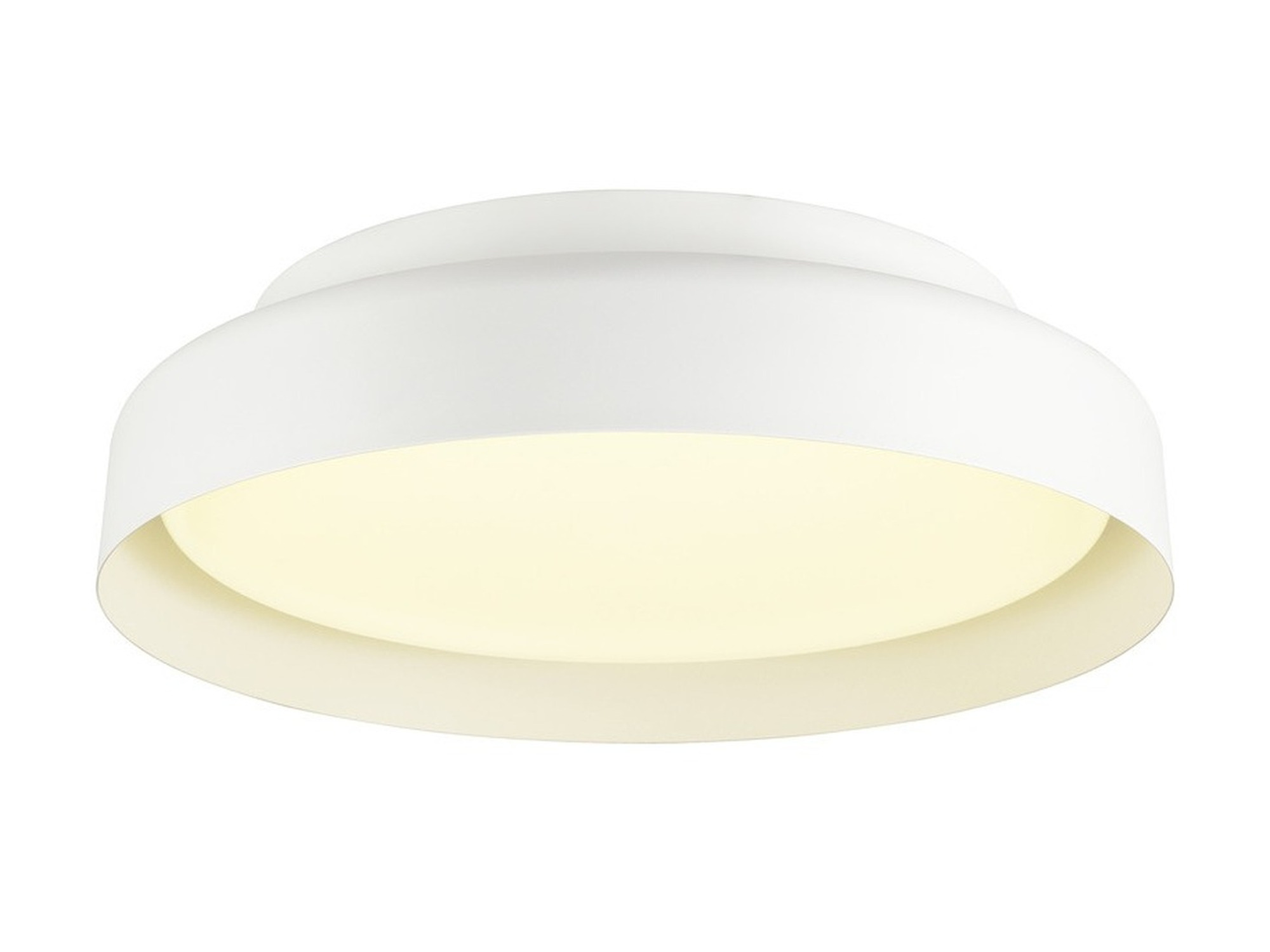 Biały okrągły plafon Ovana 44 LED na białym tle
