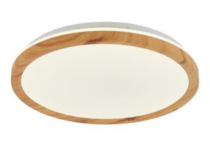 Miniaturka 2 - Plafon LED Pelaria 30 cm biały z obręczą w kolorze jasnego drewna