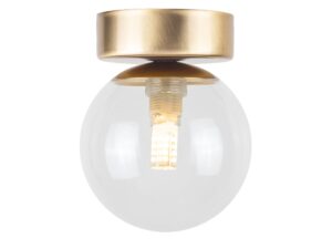 Miniaturka 1 - Plafon Perla Lux 1 złoty satynowy z przezroczystą kulą szklaną i oprawką G9