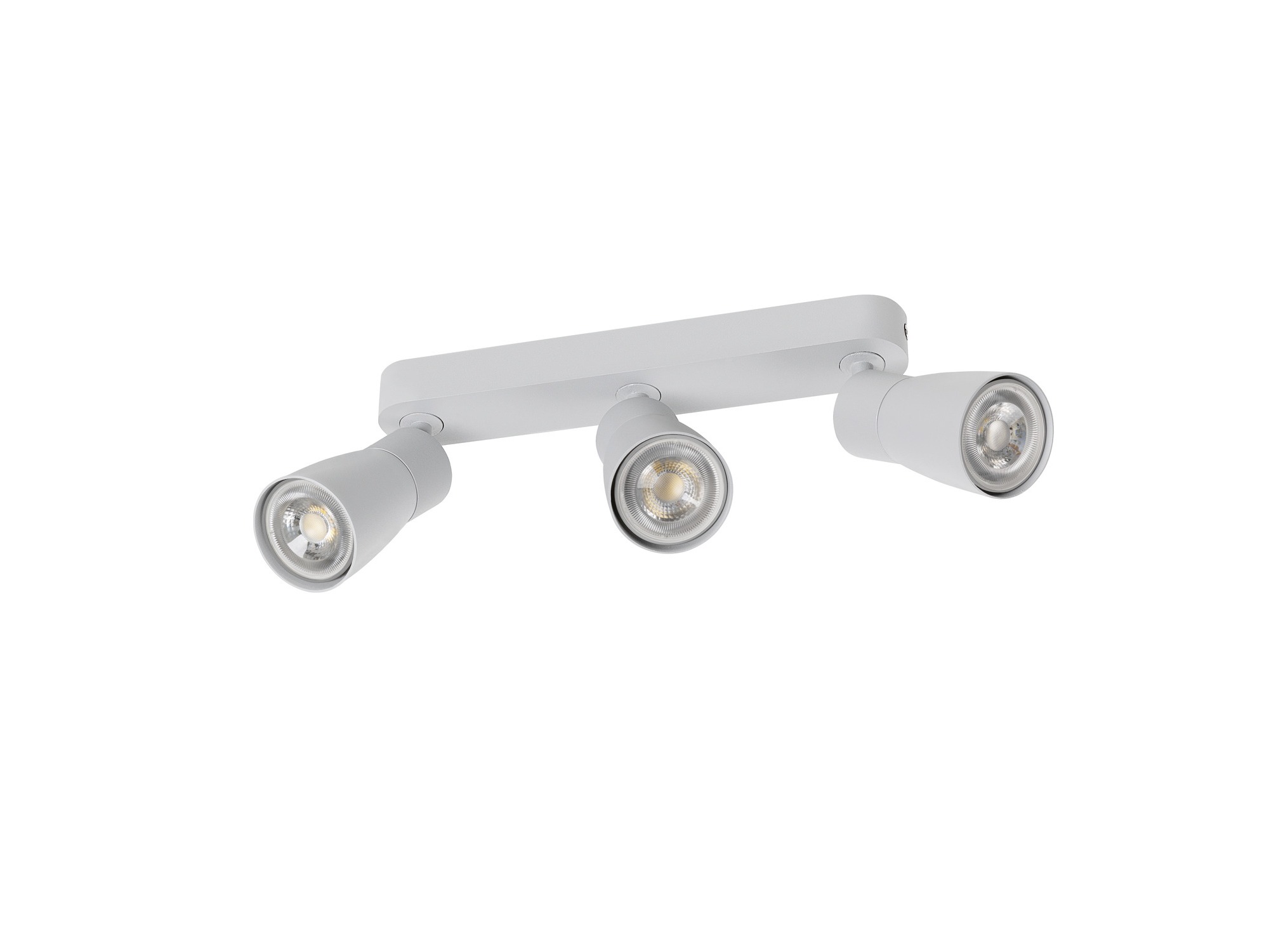 Szara lampa Puri 2.0 Dome z widocznymi oprawkami trzech reflektorów