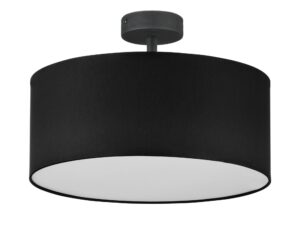Miniaturka 6 - Plafon Rondo czarny o średnicy 40 cm z abażurem z tkaniny i białą blendą