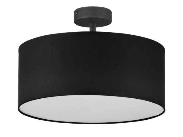 Plafon Rondo czarny o średnicy 40 cm z abażurem z tkaniny i białą blendą