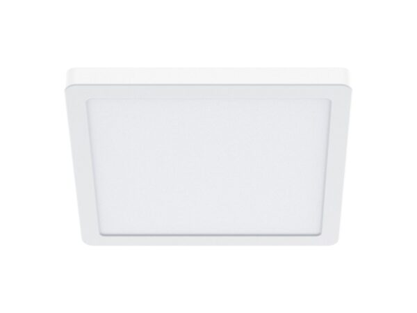 Biały plafon LED Saledira kwadratowy 12 W bok 17 cm na białym tle
