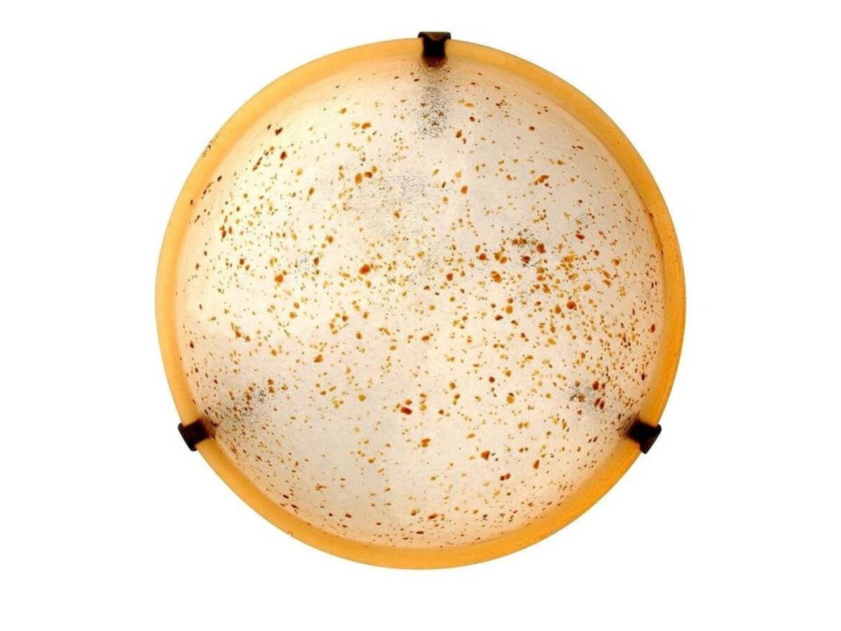 Plafon Savemela żółty ze szklanym kloszem w brązowe kropki 30 cm