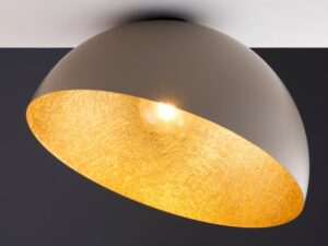 Miniaturka 5 - Plafon Sfera taupe ze złotym wnętrzem klosza, ujęcie pod sufitem