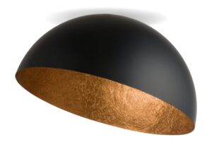 Miniaturka 9 - Plafon Sfera czarny z miedzianym wnętrzem kopuły na białym tle