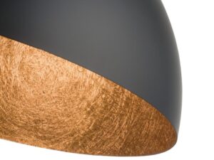 Miniaturka 18 - Klosz plafonu Sfera czarnego z miedzianym wnętrzem z bliska