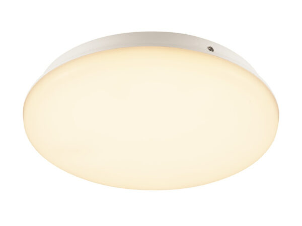 Biały plafon Sima Sensor LED o średnicy 30 cm na białym tle