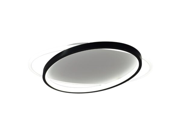 Czarno-biały plafon LED 30 W CCT z dwoma ringami na białym tle