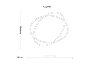Miniaturka 7 - Rysunek wymiarowy plafonu LED dwa ringi 42 na 37 na 5,5 cm