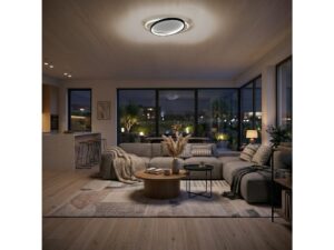 Miniaturka 5 - Lampa sufitowa z dwoma ringami LED w salonie wieczorem