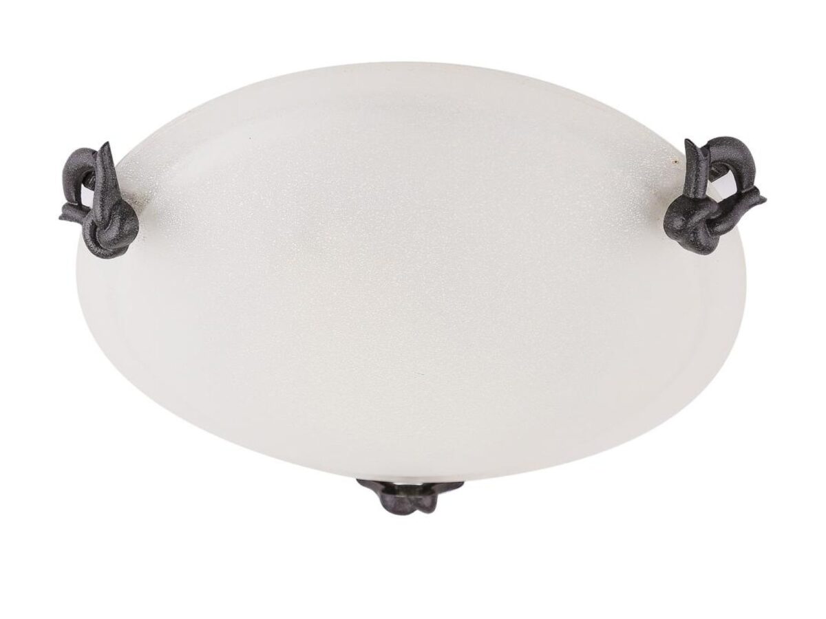 Plafon szklany Corimio 30 cm patynowy z mlecznym kloszem