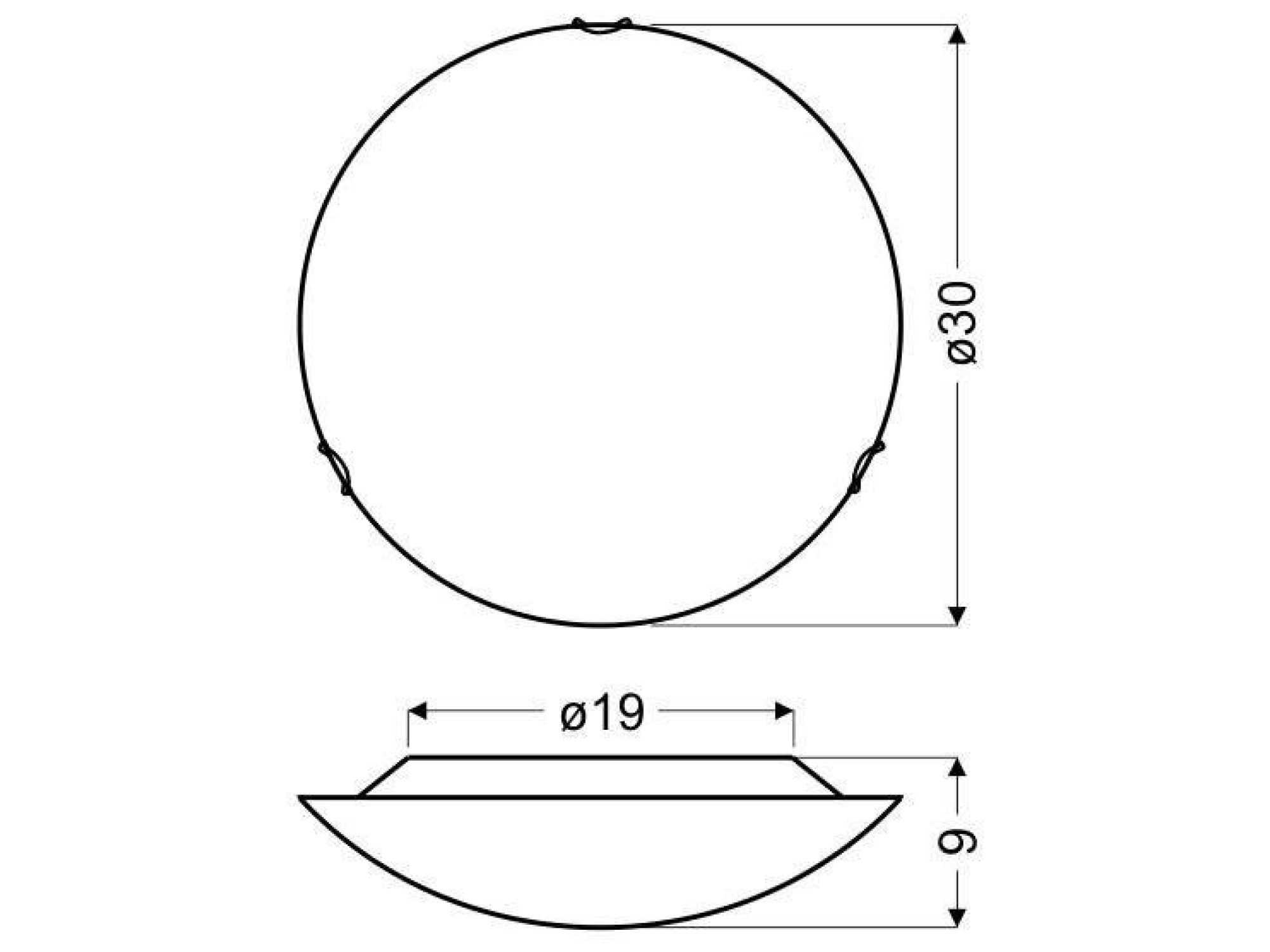 Plafon Terato rysunek wymiarowy średnica 30 cm wysokość 9 cm