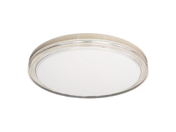Plafon sufitowy Teromona LED 48 cm z jasnym dyfuzorem i przezroczystym obramowaniem na białym tle