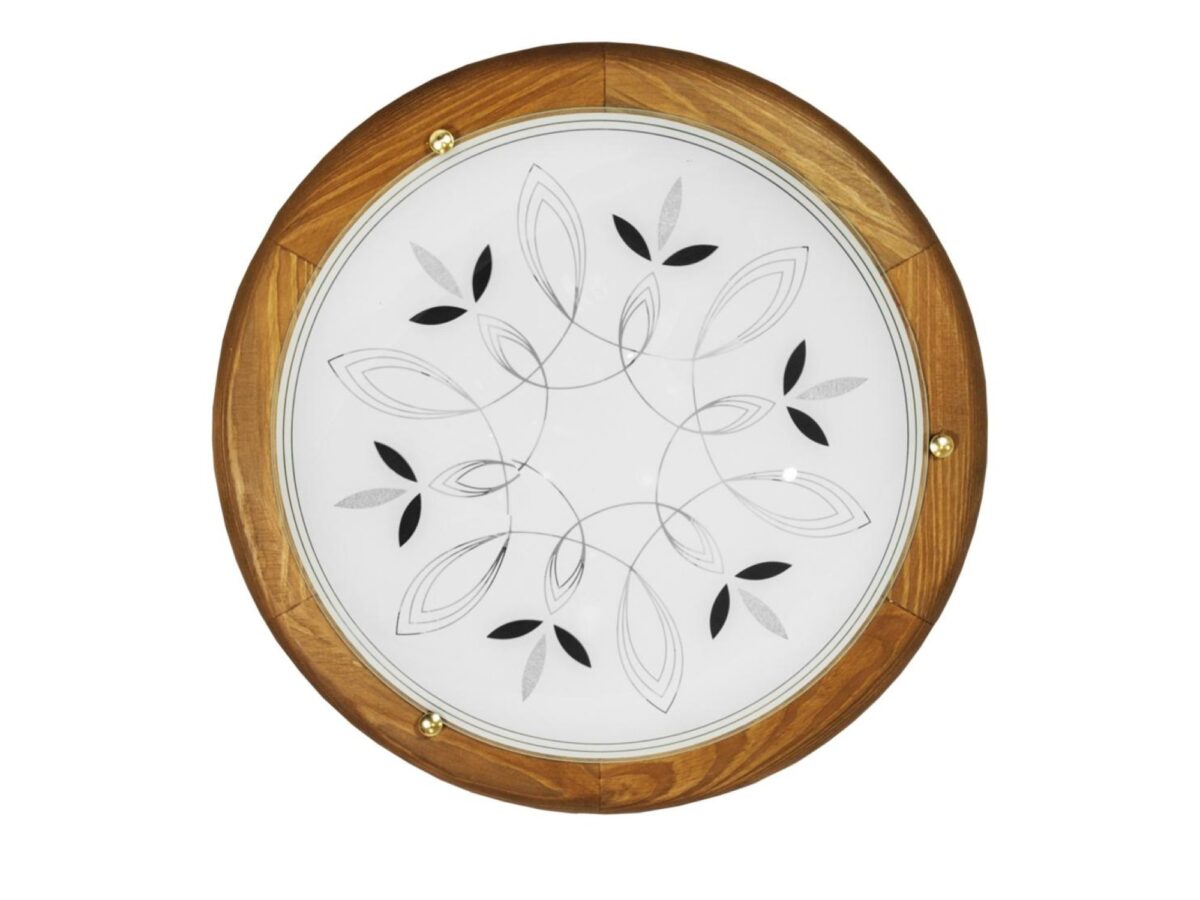 Plafon Velemeta dębowy 30 cm z dekoracyjnym szkłem