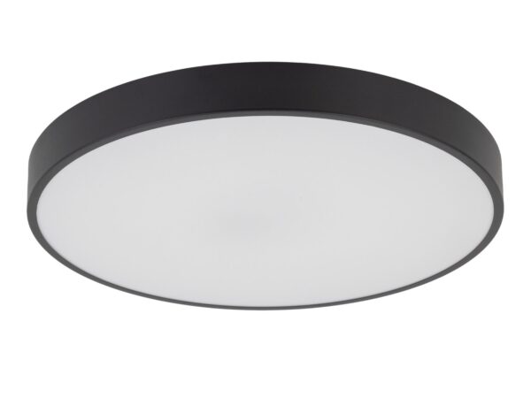 Czarny plafon Velis LED 30 W o średnicy 40 cm na białym tle