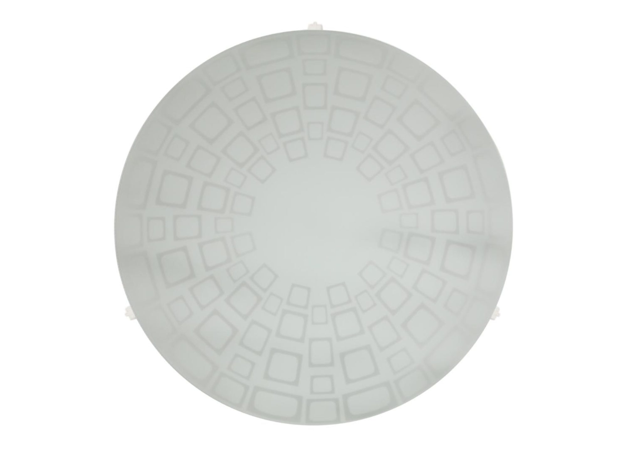 Biały szklany plafon Vesemia 30 cm z geometrycznym wzorem kwadratów