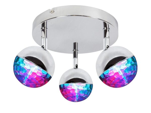 Plafon Vesoreta chromowany trzy kuliste reflektory LED RGB
