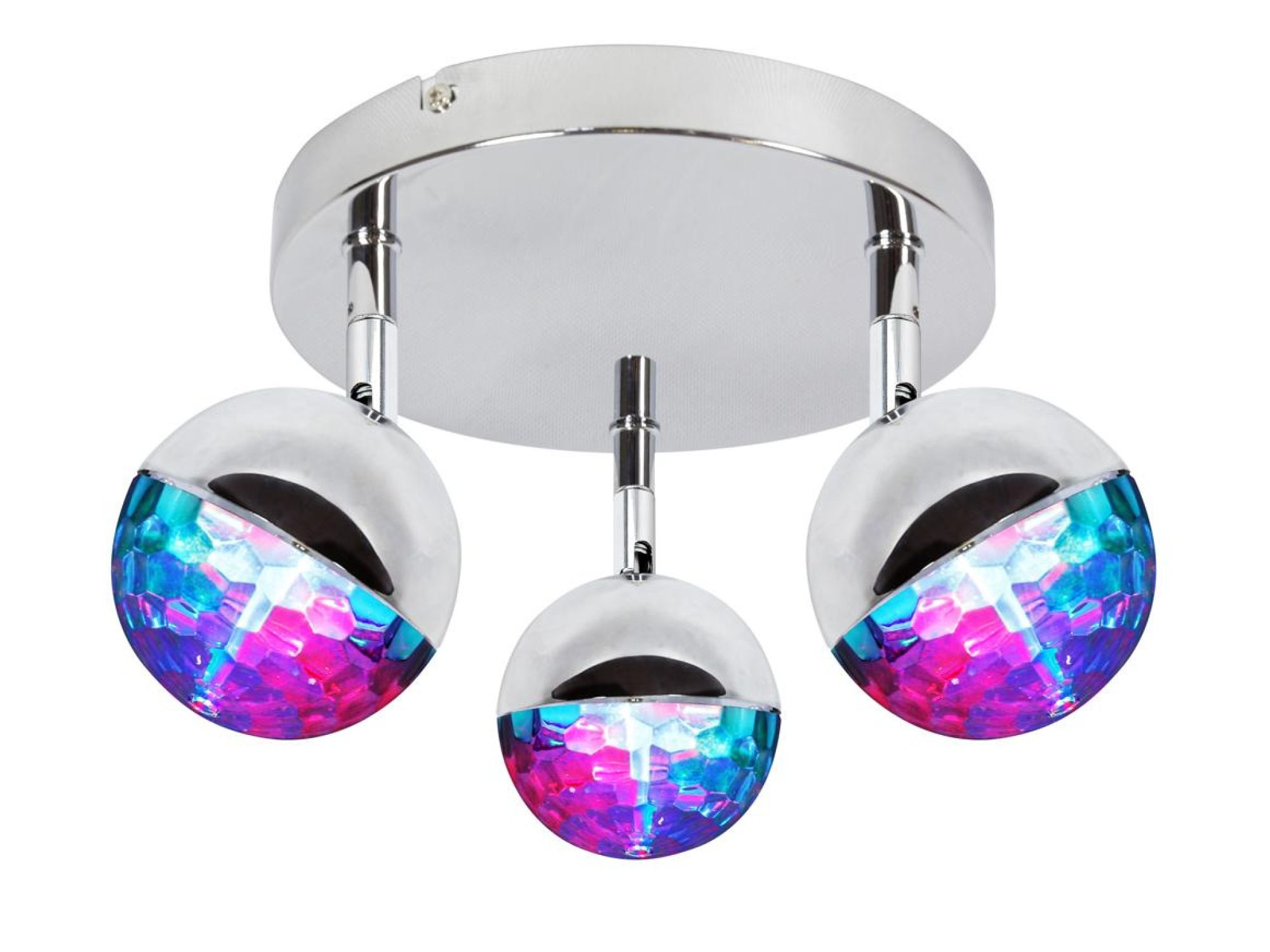 Plafon Vesoreta chromowany trzy kuliste reflektory LED RGB