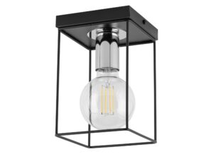 Miniaturka 4 - Plafon Vox 1 czarno-srebrny z metalowym kloszem-klatką i oprawką E27