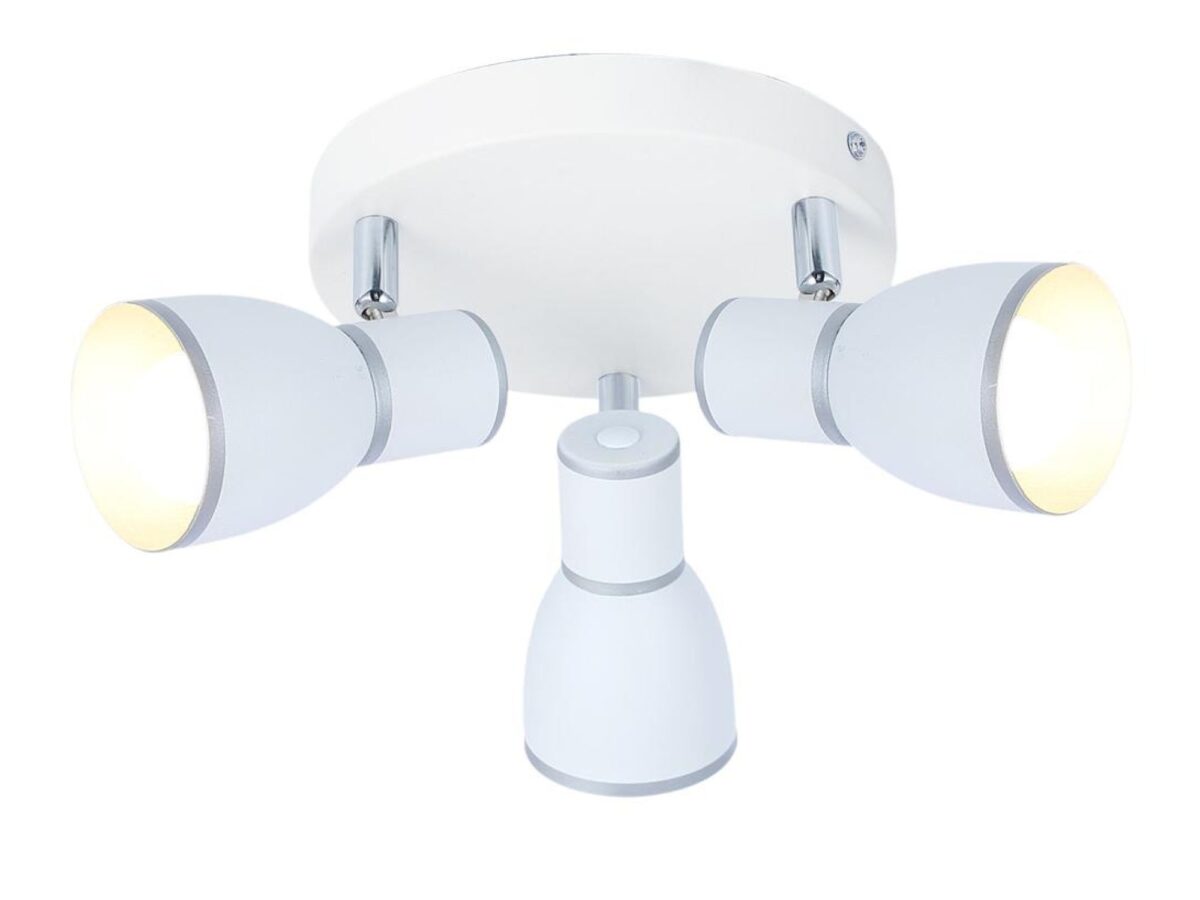 Plafon Zarisena 3-punktowy E14 34 cm biały z chromem