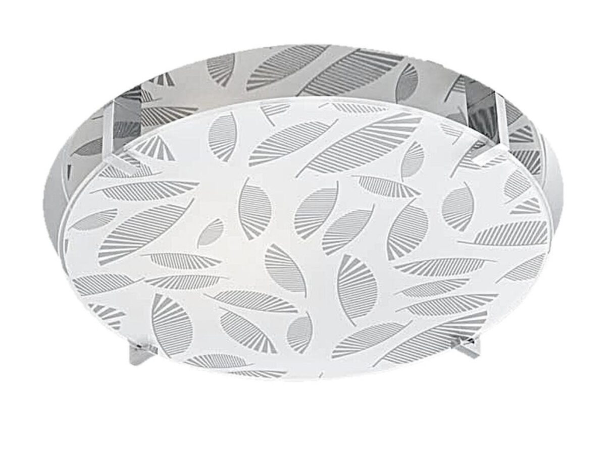Plafon szklany Zenotela 30 cm z wzorem liści – chrom