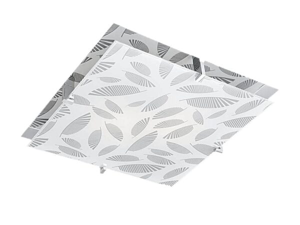 Plafon sufitowy Zenotela 36 cm z szklanymi panelami we wzór liści, widok od dołu