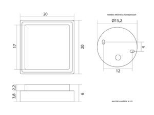 Miniaturka 4 - Plafon BENI BN-KW200-PIR – wymiary i rozstaw mocowania