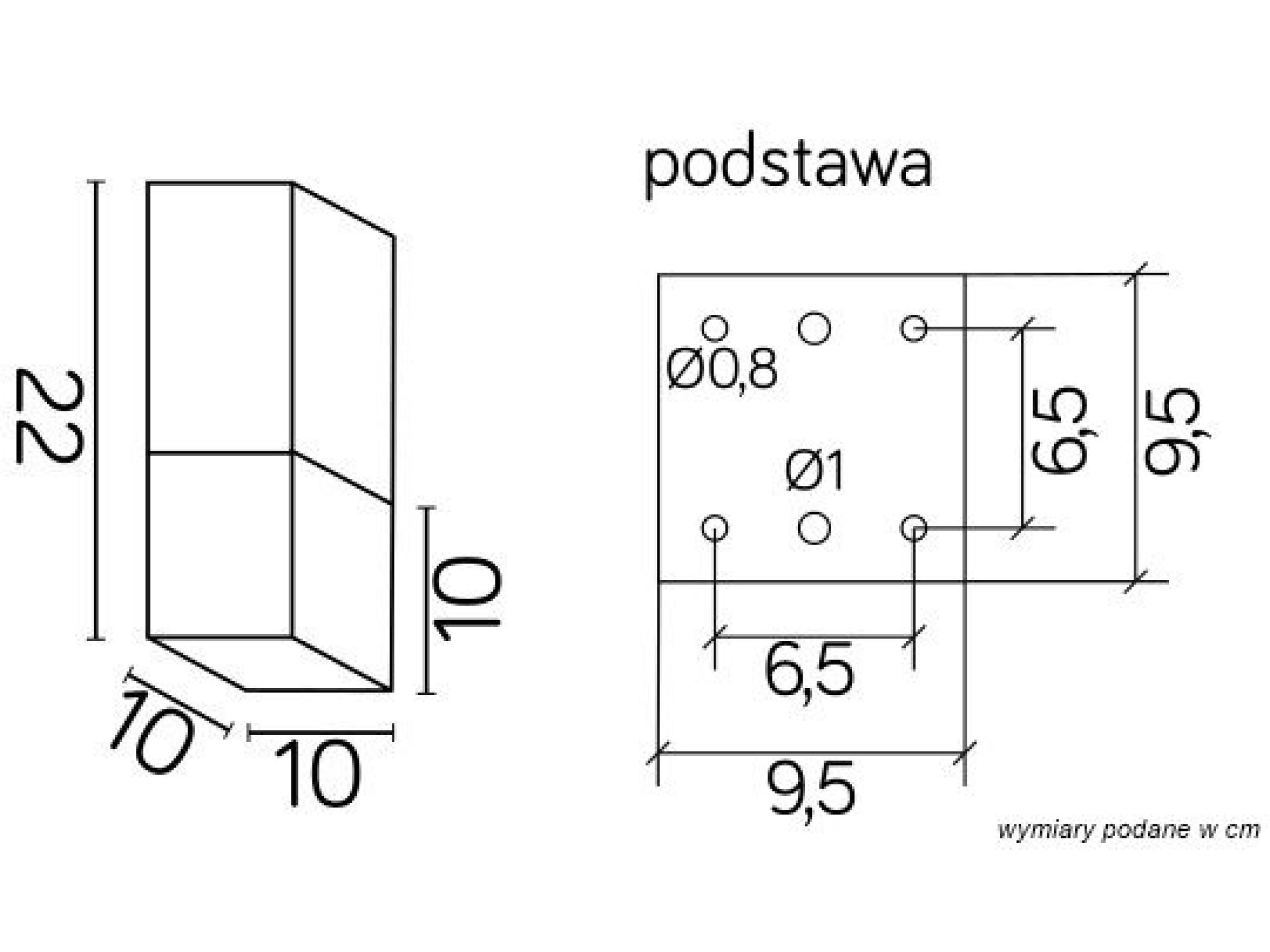 Wymiary plafonu CUBE MAX S