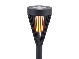 Miniaturka 1 - Pochodnia solarna LED zbliżenie dekoracyjnego klosza i panelu