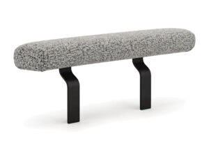 Miniaturka 4 - Podłokietnik modułowy Opvero 126 cm w szarym melanżu na dwóch czarnych metalowych wspornikach, na białym tle