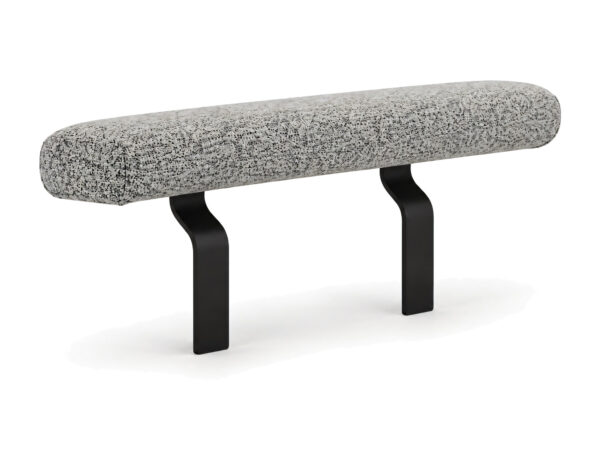 Podłokietnik modułowy Opvero 126 cm w szarym melanżu na dwóch czarnych metalowych wspornikach, na białym tle