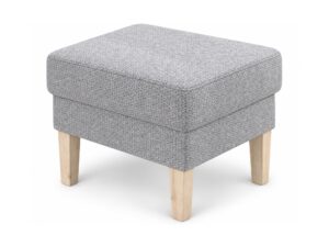 Miniaturka 5 - Szary podnóżek tapicerowany Tacvero 49 cm na drewnianych nóżkach, na białym tle