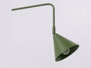 Miniaturka 18 - Podwójny kinkiet z włącznikiem Sorvella 150 cm zielony oliwkowy – detal ramienia z kloszem