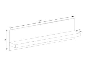 Miniaturka 3 - Półka Brenza rysunek techniczny o szerokości 120 cm i głębokości 18 cm