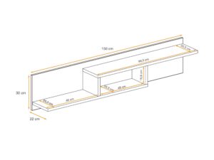Miniaturka 2 - Półka ścienna Cresto 150 cm Hickory Jackson czarna – zdjęcie 2