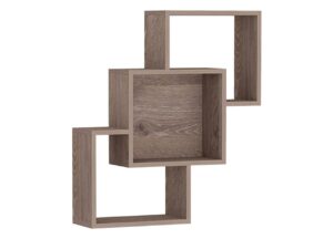 Miniaturka 1 - Półka wisząca Kalmeo w kolorze dąb truflowy z geometrycznym układem wnęk